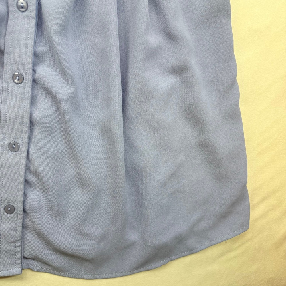 Entro Periwinkle Blue Button Down Pintuck Waist Mini Shirt Dress Short Sleeve L - Picture 13 of 16